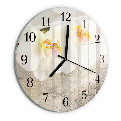 Wanduhr rund Orchidee