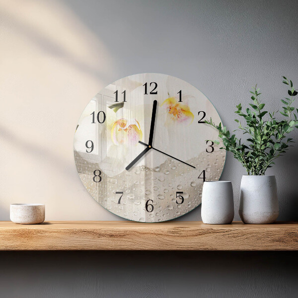 Wanduhr rund Orchidee