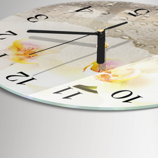 Wanduhr rund Orchidee