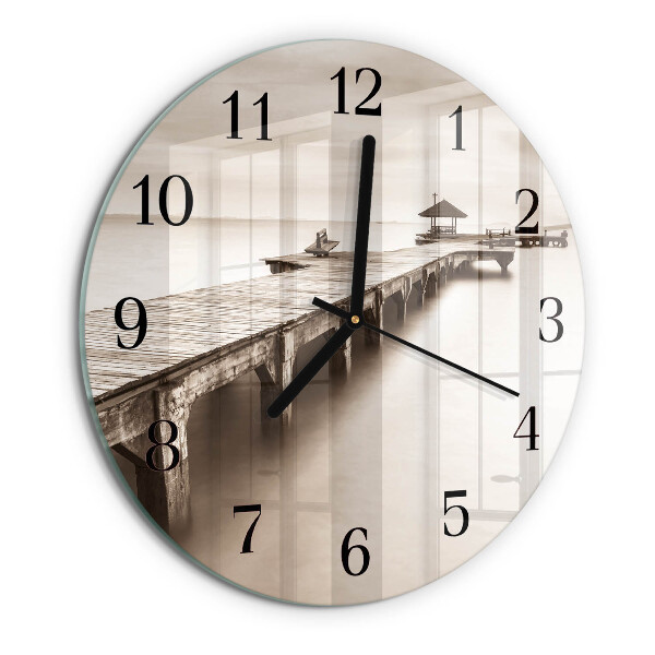 Wanduhr rund Holzbrücke
