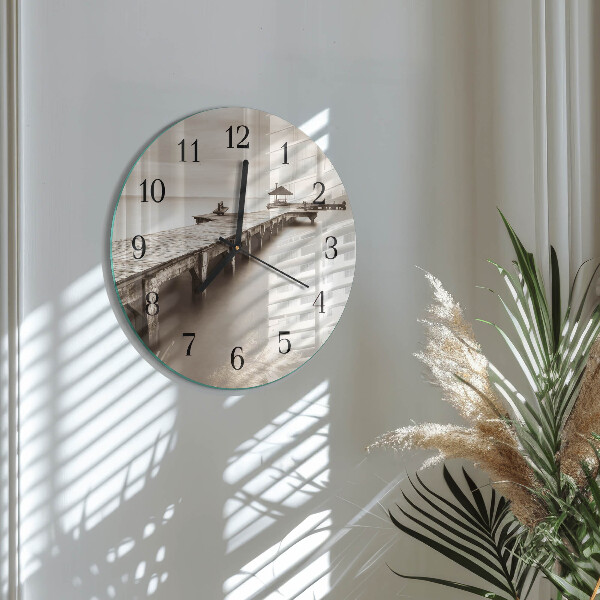 Wanduhr rund Holzbrücke
