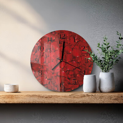 Wanduhr rund Rosenblätter