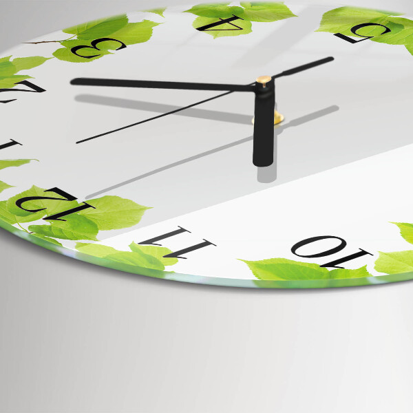 Wanduhr rund Blätter