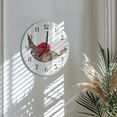 Wanduhr rund Rose