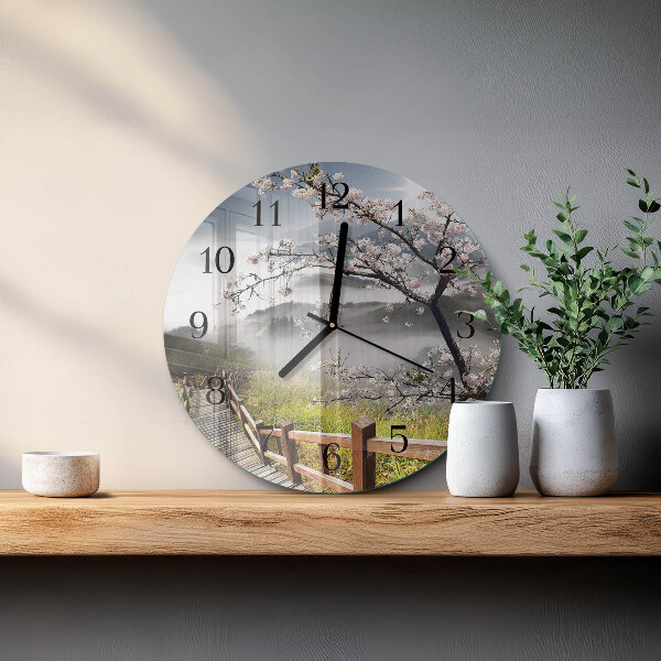 Wanduhr rund Frühling