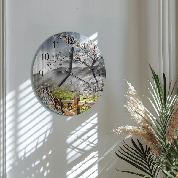Wanduhr rund Frühling