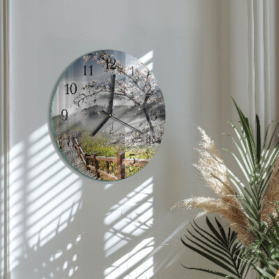 Wanduhr rund Frühling