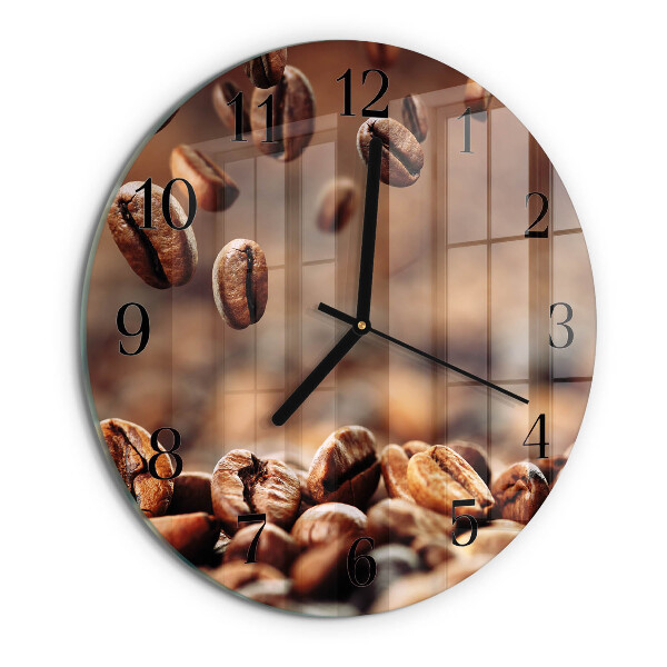 Wanduhr rund Kaffeebohnen
