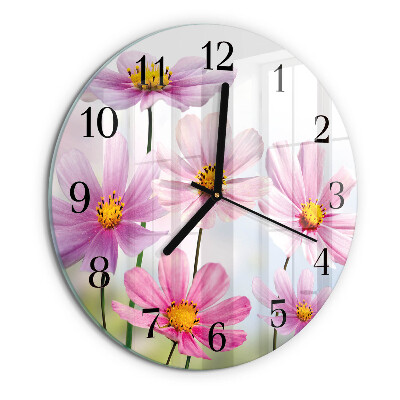 Wanduhr rund Blumen