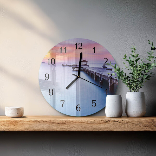 Wanduhr rund Holzbrücke