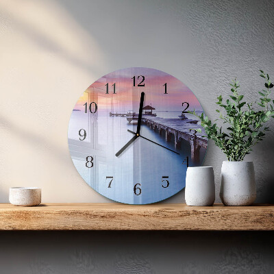 Wanduhr rund Holzbrücke