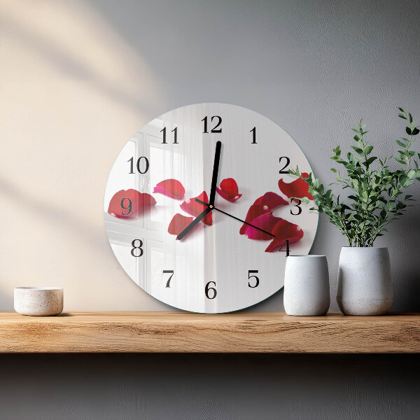Wanduhr rund Rosenblätter
