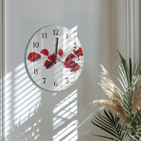 Wanduhr rund Rosenblätter