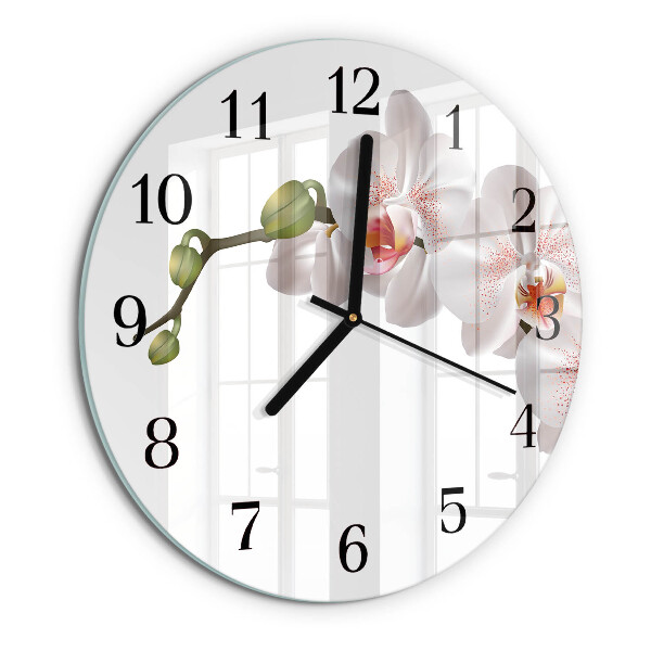 Wanduhr rund Orchidee