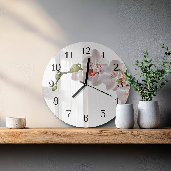 Wanduhr rund Orchidee