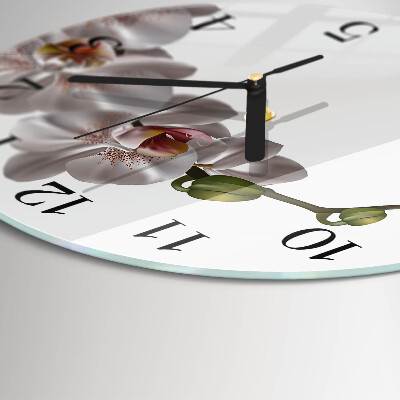 Wanduhr rund Orchidee