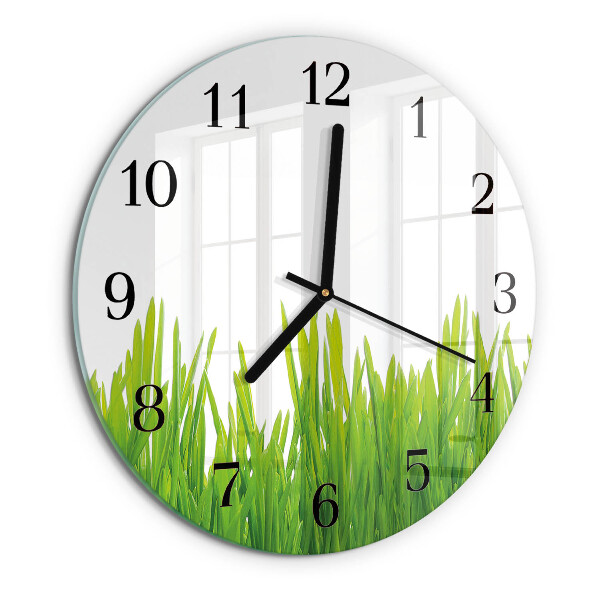 Wanduhr rund Gras