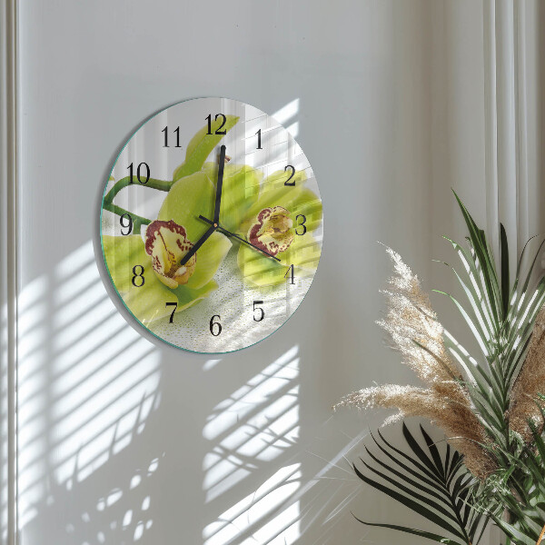 Wanduhr rund Orchidee