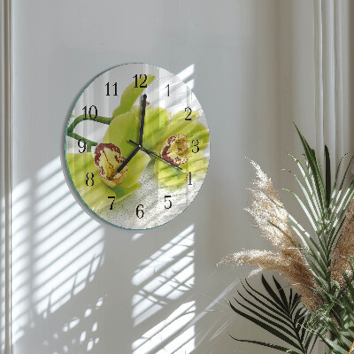 Wanduhr rund Orchidee
