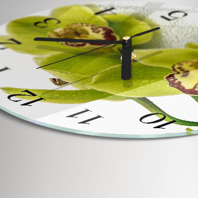 Wanduhr rund Orchidee