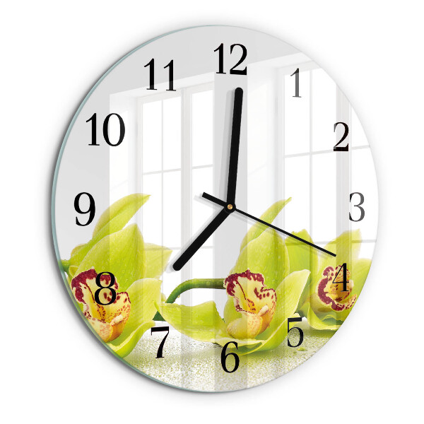 Wanduhr rund Orchidee