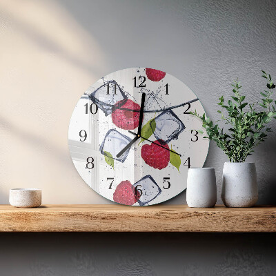 Wanduhr rund Himbeeren