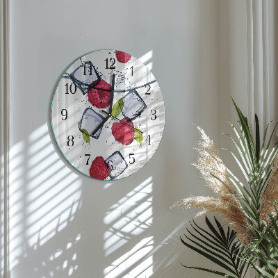 Wanduhr rund Himbeeren