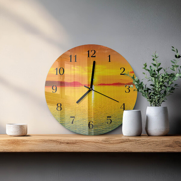 Wanduhr rund Sonnenuntergang