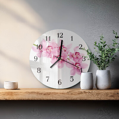 Wanduhr rund Orchidee