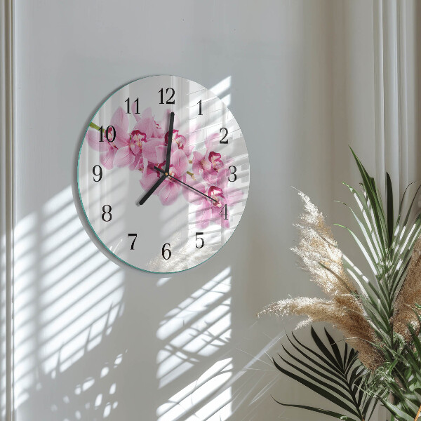 Wanduhr rund Orchidee