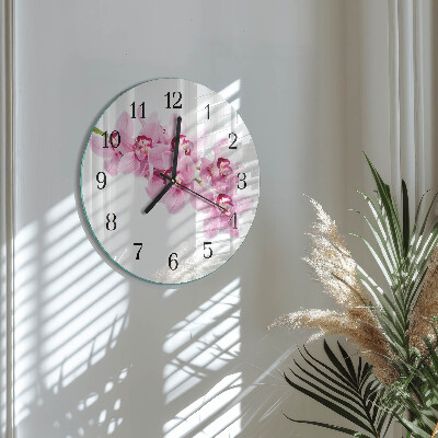 Wanduhr rund Orchidee