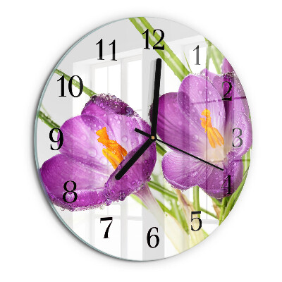 Wanduhr rund Krokusse