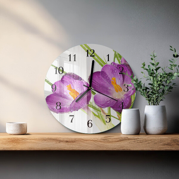 Wanduhr rund Krokusse