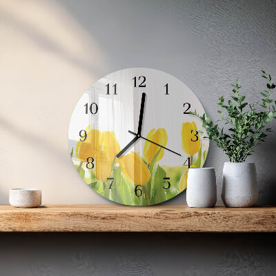 Wanduhr rund Tulpen