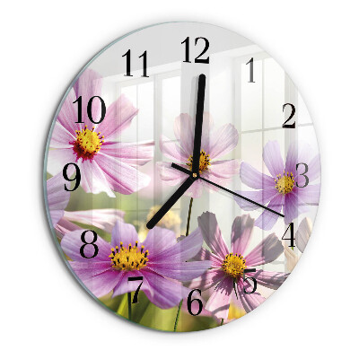 Wanduhr rund Blumen