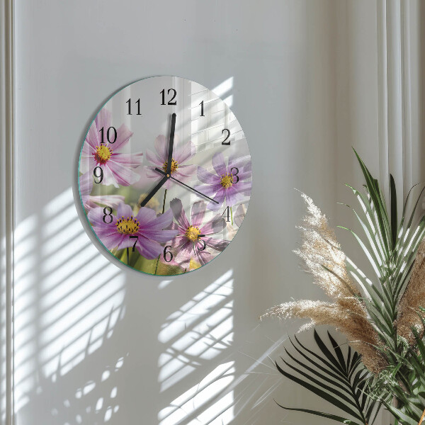 Wanduhr rund Blumen