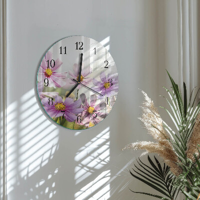 Wanduhr rund Blumen