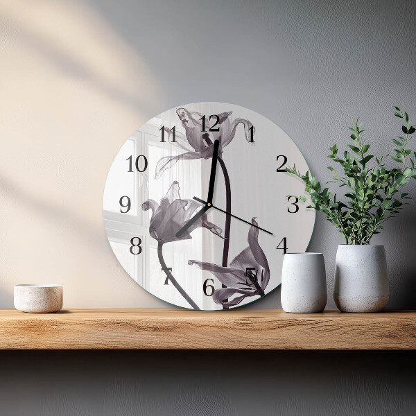 Wanduhr rund Blumen