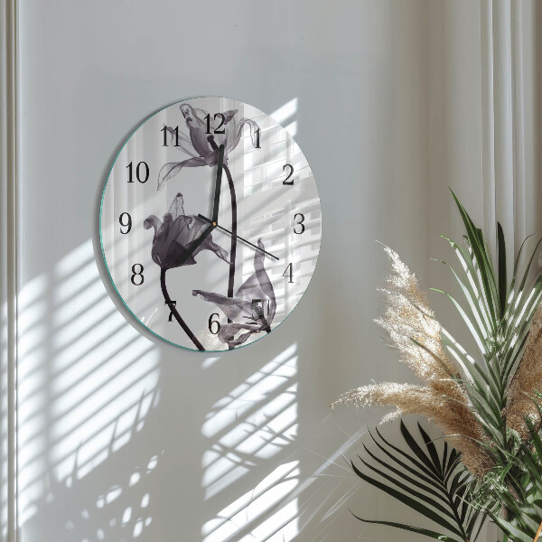 Wanduhr rund Blumen