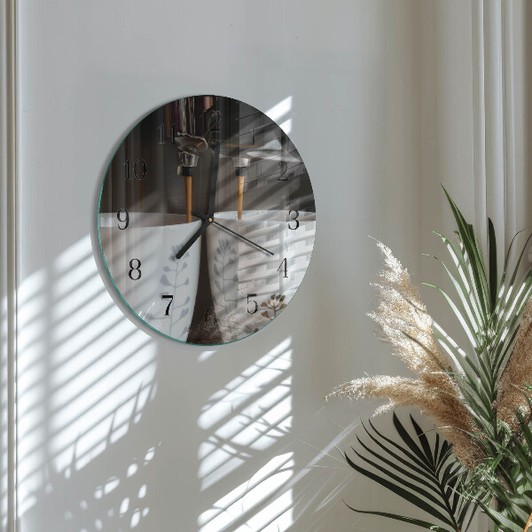 Wanduhr rund Kaffeemaschine