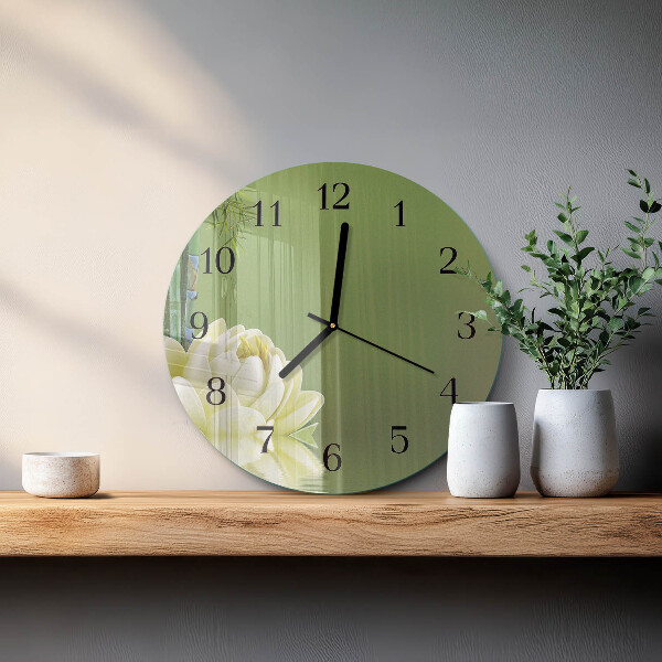 Wanduhr rund Lilie