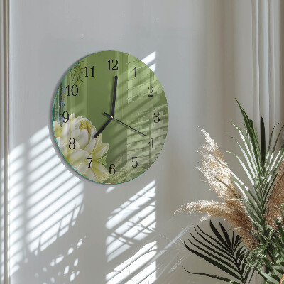Wanduhr rund Lilie