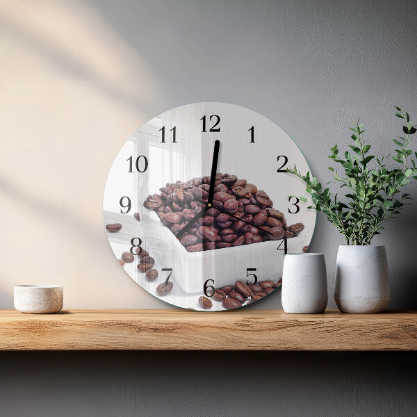 Wanduhr rund Kaffeebohnen