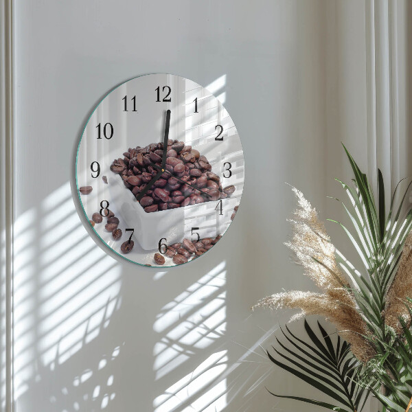 Wanduhr rund Kaffeebohnen