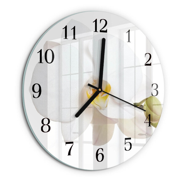 Wanduhr rund Orchidee
