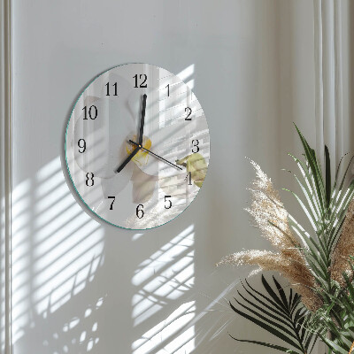 Wanduhr rund Orchidee