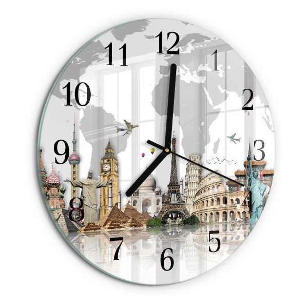 Wanduhr rund Welt