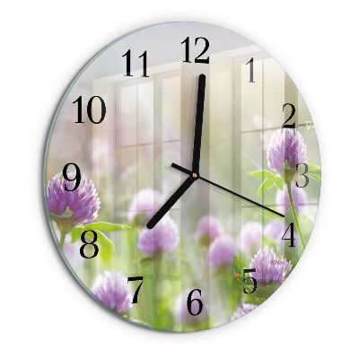 Wanduhr rund Blumen