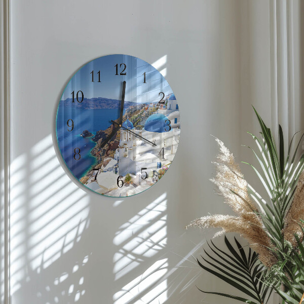 Wanduhr rund Santorini
