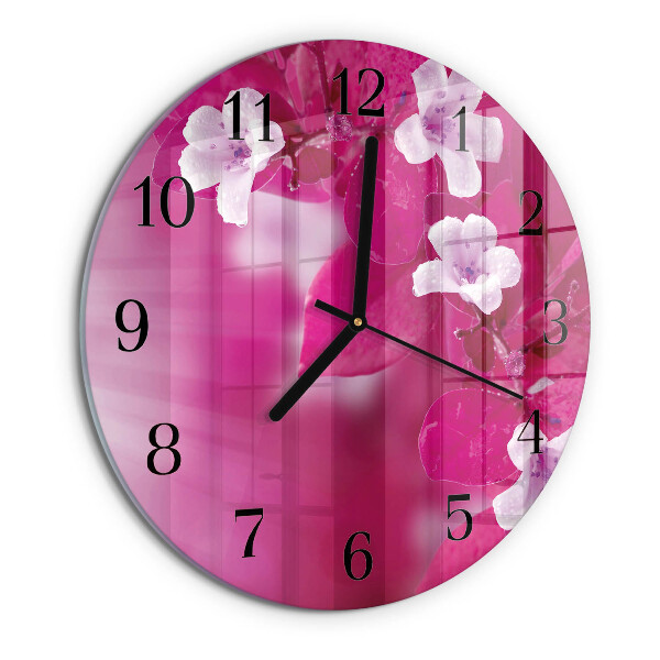 Wanduhr rund Blumen